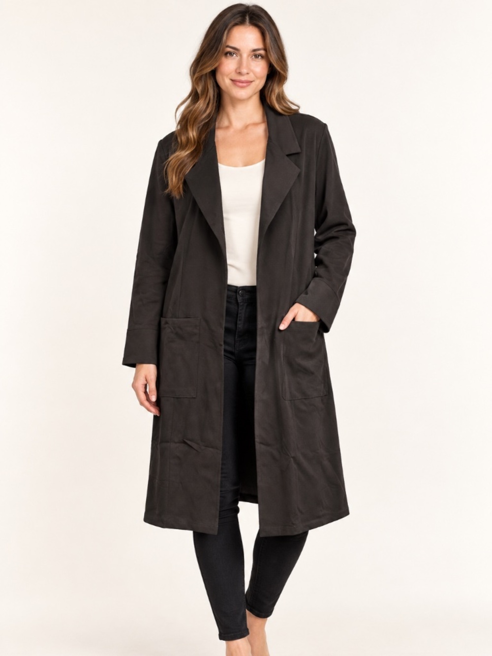 Dear Scarlett Black Longline Duster Blazer Jacket